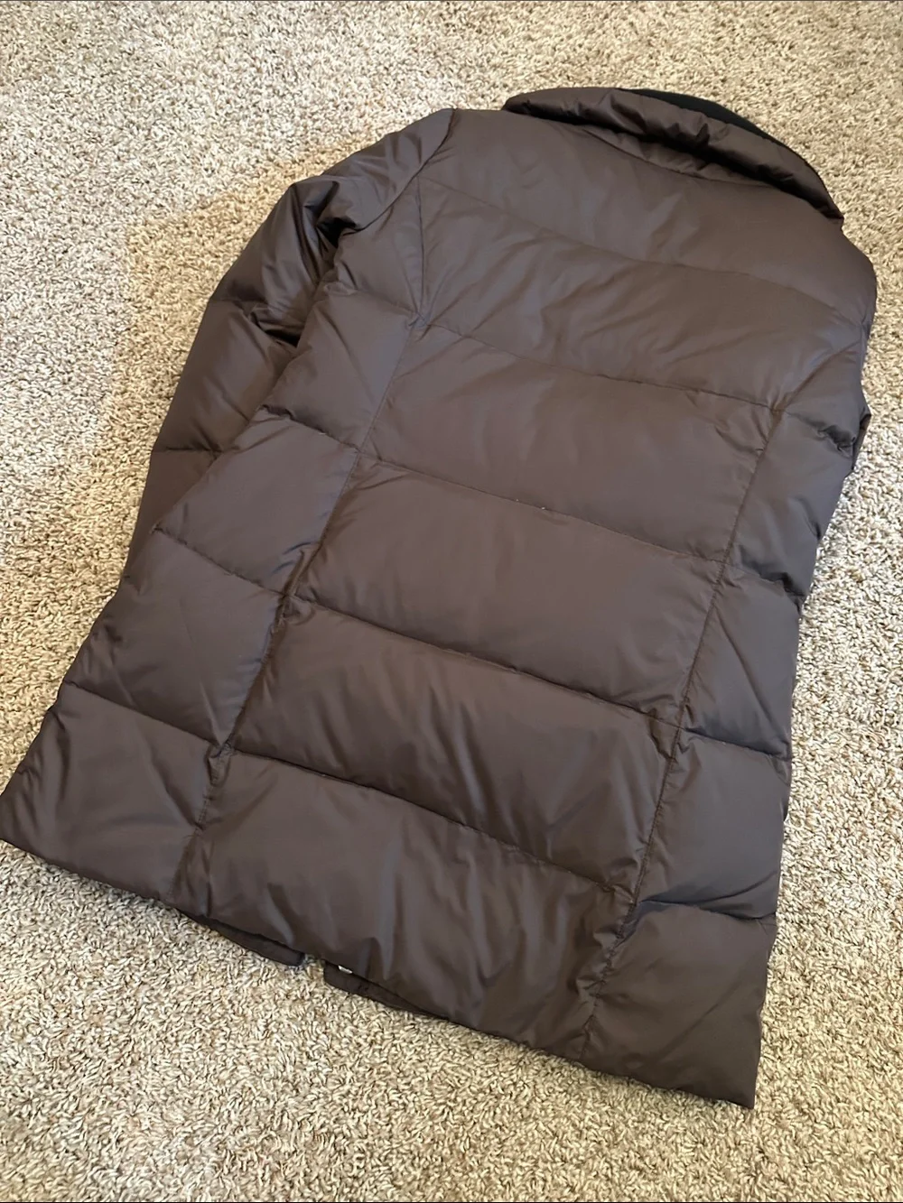 Michael Kors Dark Brown Down Quilted long length Puffer Jacket Costal Luxury